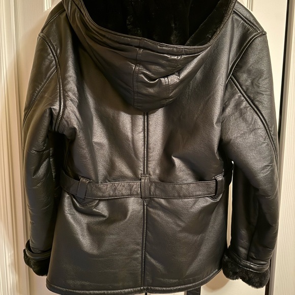 Wilson Black Leather Hooded Jacket - Picture 2 of 5